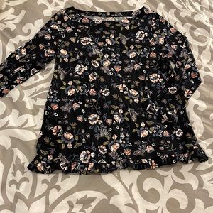 NWT Loft printed ruffle long sleeve tshirt